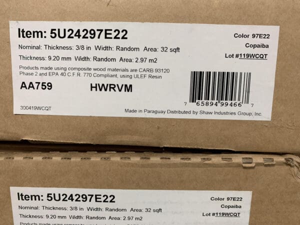 A box of a pair of shoes with the label " hwrvm ".