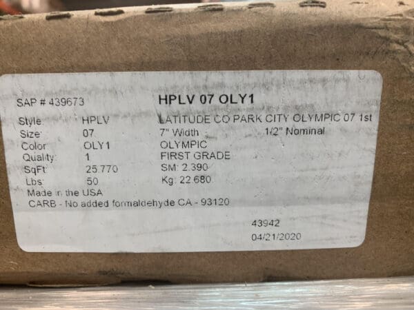 A box of olympic first grade hplv