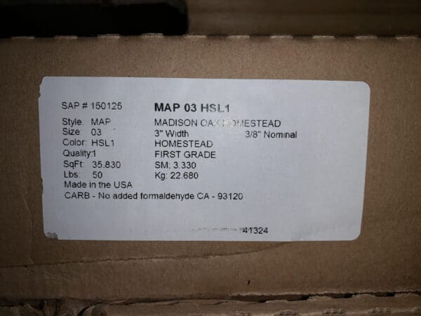 A box with the label for the map 5 2 hml 1.